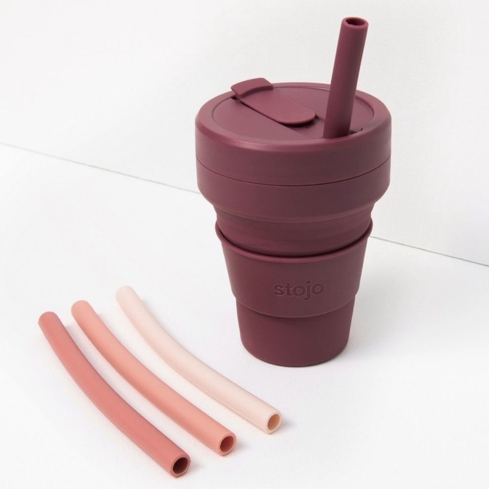 Stojo Collapsible Cup with 4 Reusable Straws 12 Oz